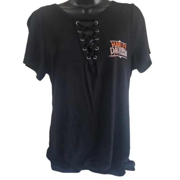 Women's Harley Davidson Short Sleeve Bling T-Shirt - Picture 2 of 9